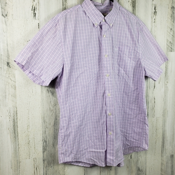 Mens dockers pink and blue checker short sleeve button down shirt size large - Picture 3 of 8